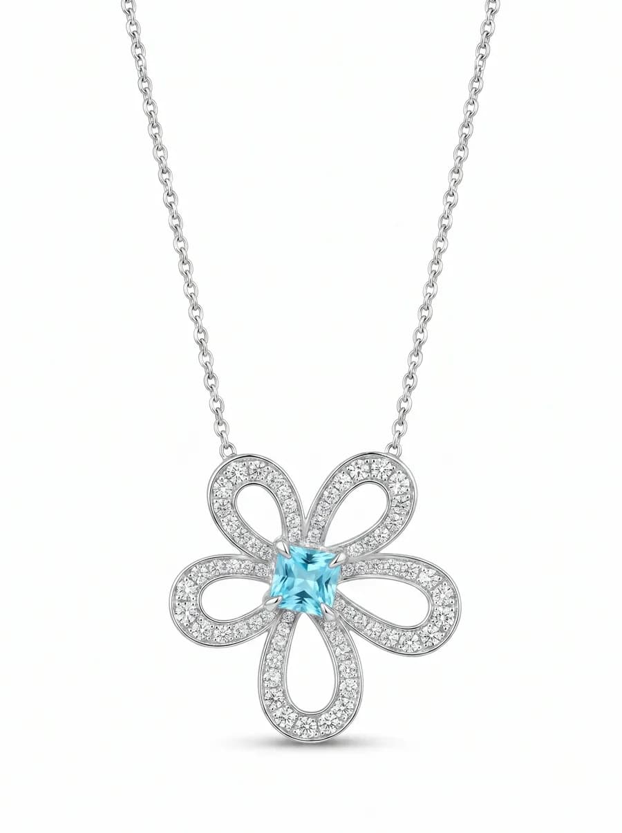 Fleur Pendant — Light Blue Sapphire