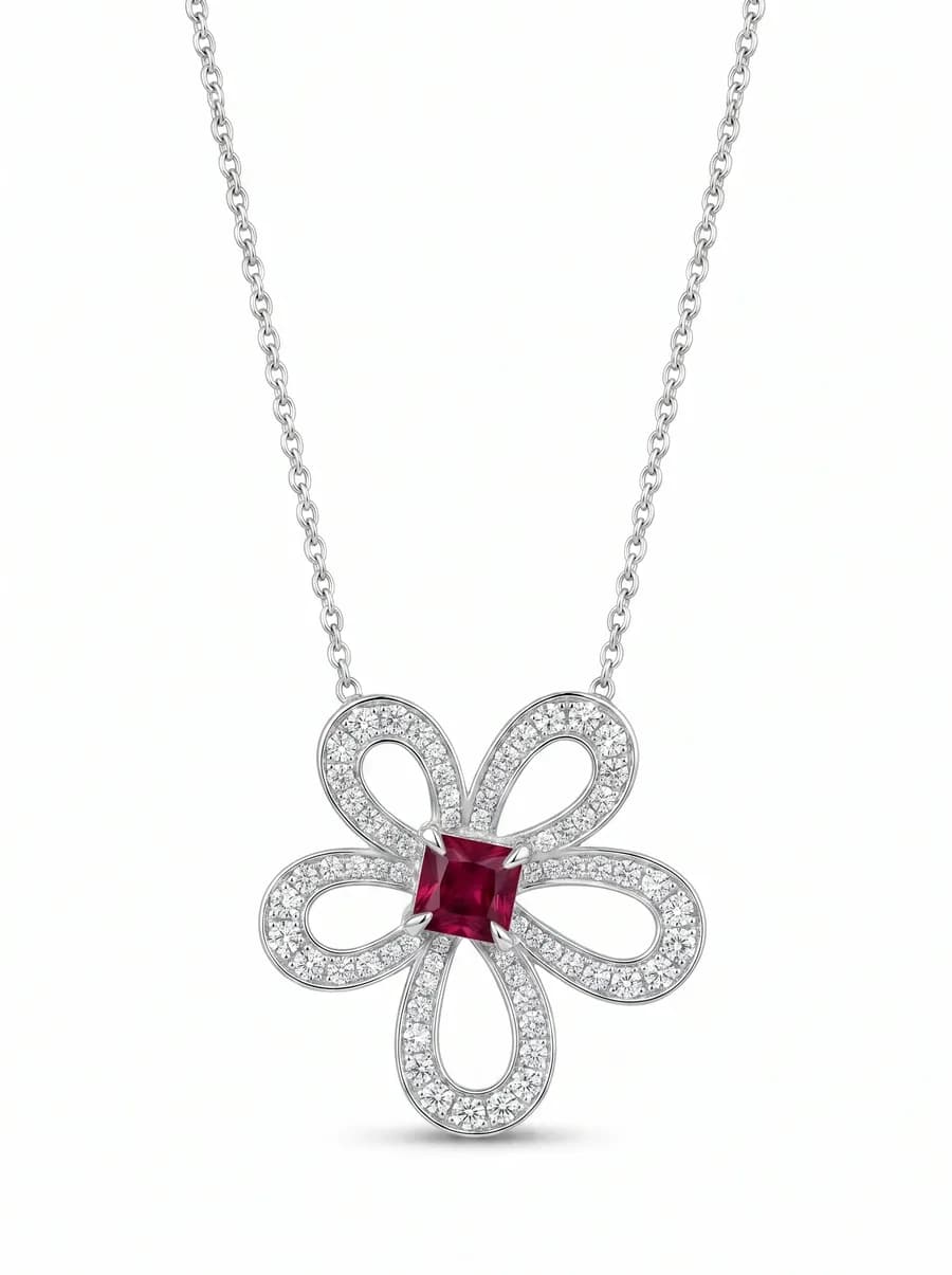 Fleur Pendant — Ruby