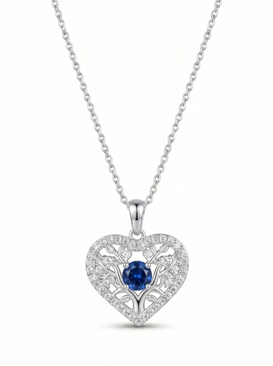 Filigree Heart Pendant — Sapphire