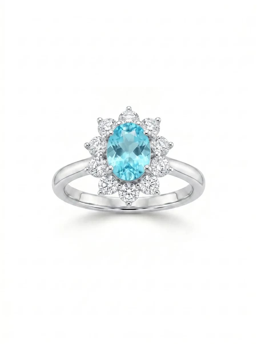 Bloom Halo Ring — Light Blue Sapphire
