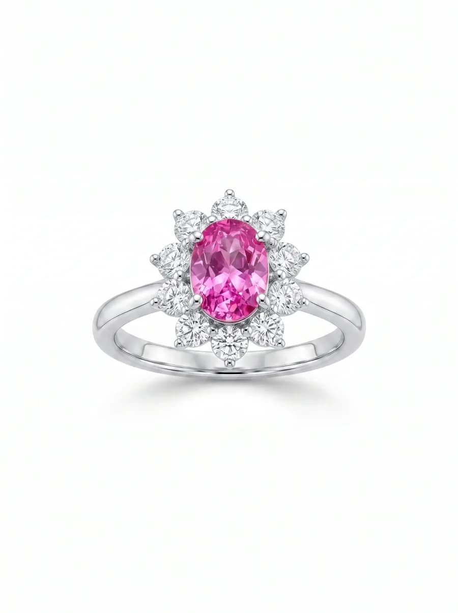Bloom Halo Ring — Pink Sapphire