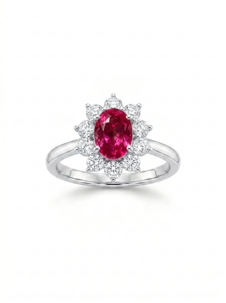 Bloom Halo Ring — Ruby