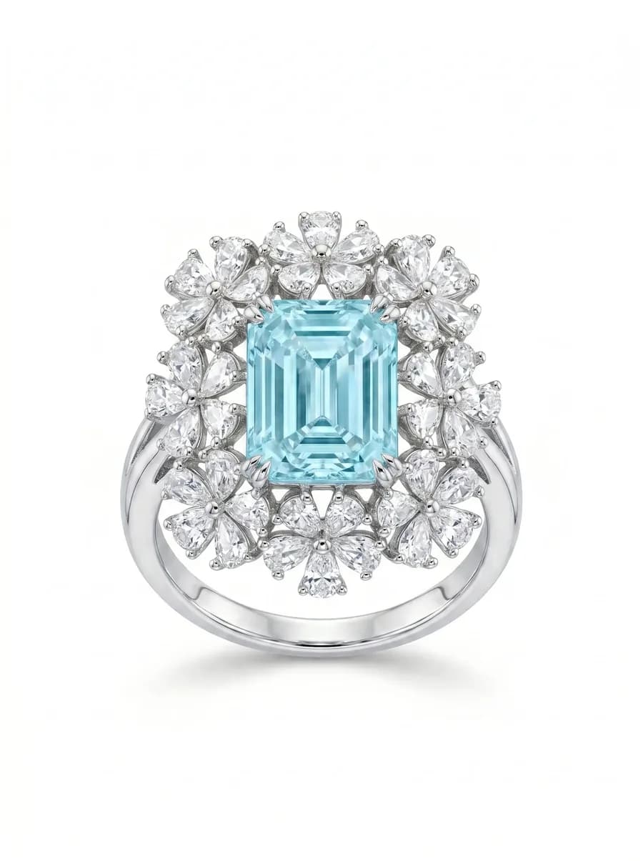Cushion Halo Ring — Light Blue Sapphire