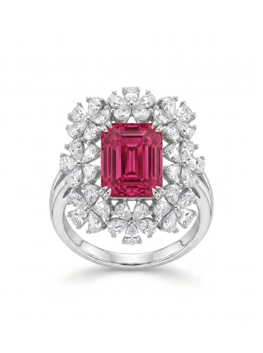 Cushion Halo Ring — Ruby