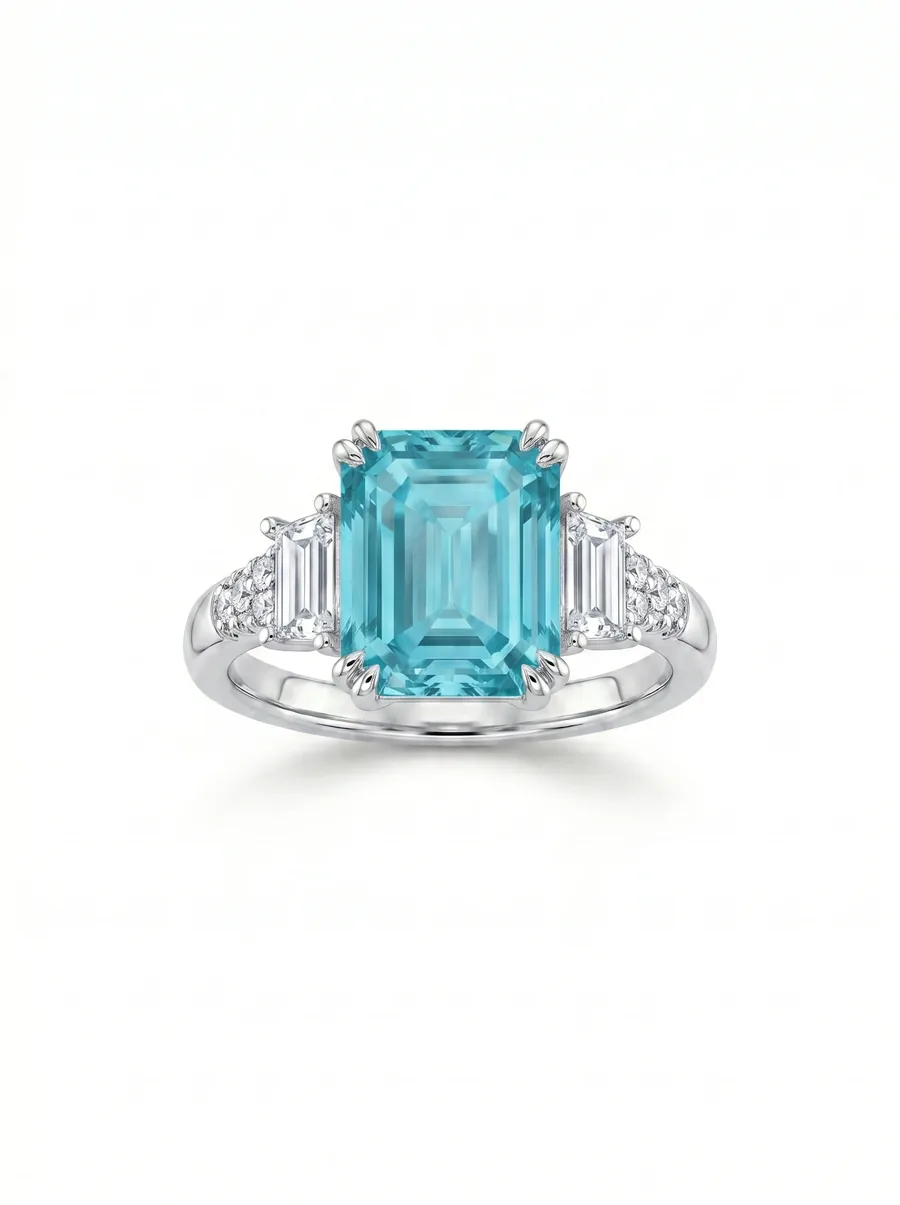 Trilogy Ring — Light Blue Sapphire