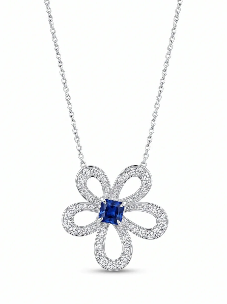 Fleur Pendant — Sapphire