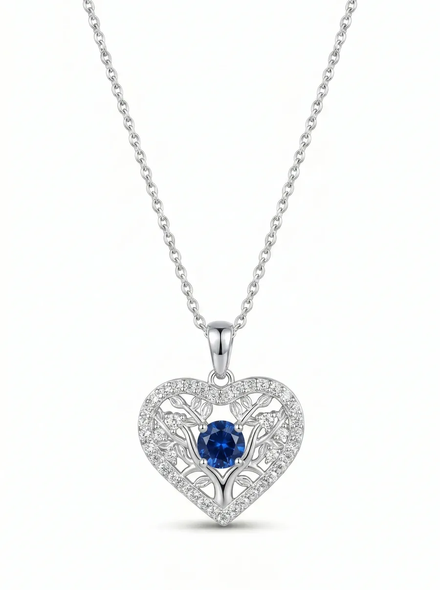 Filigree Heart Pendant — Sapphire