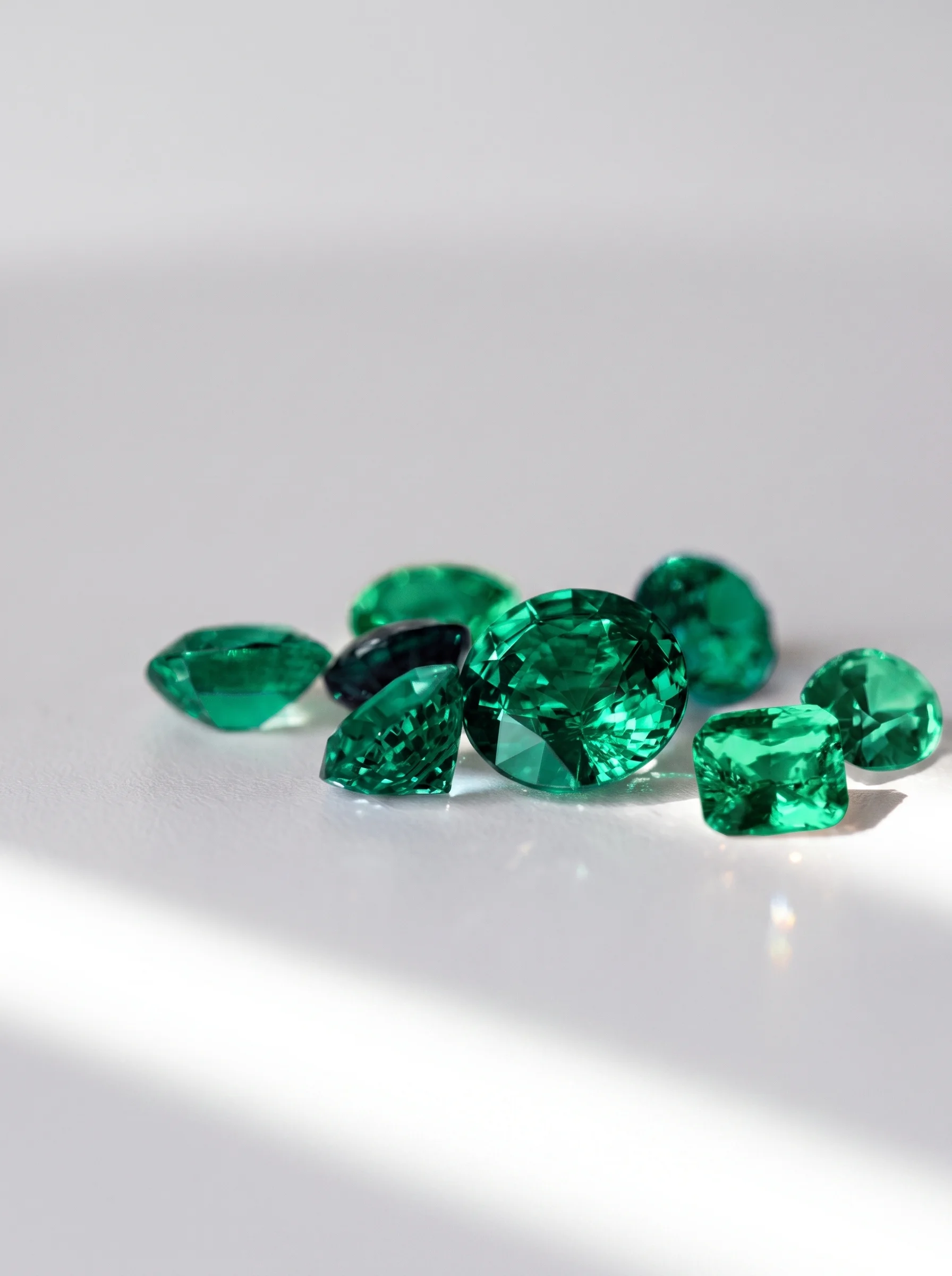 Emerald stones, loose-cut